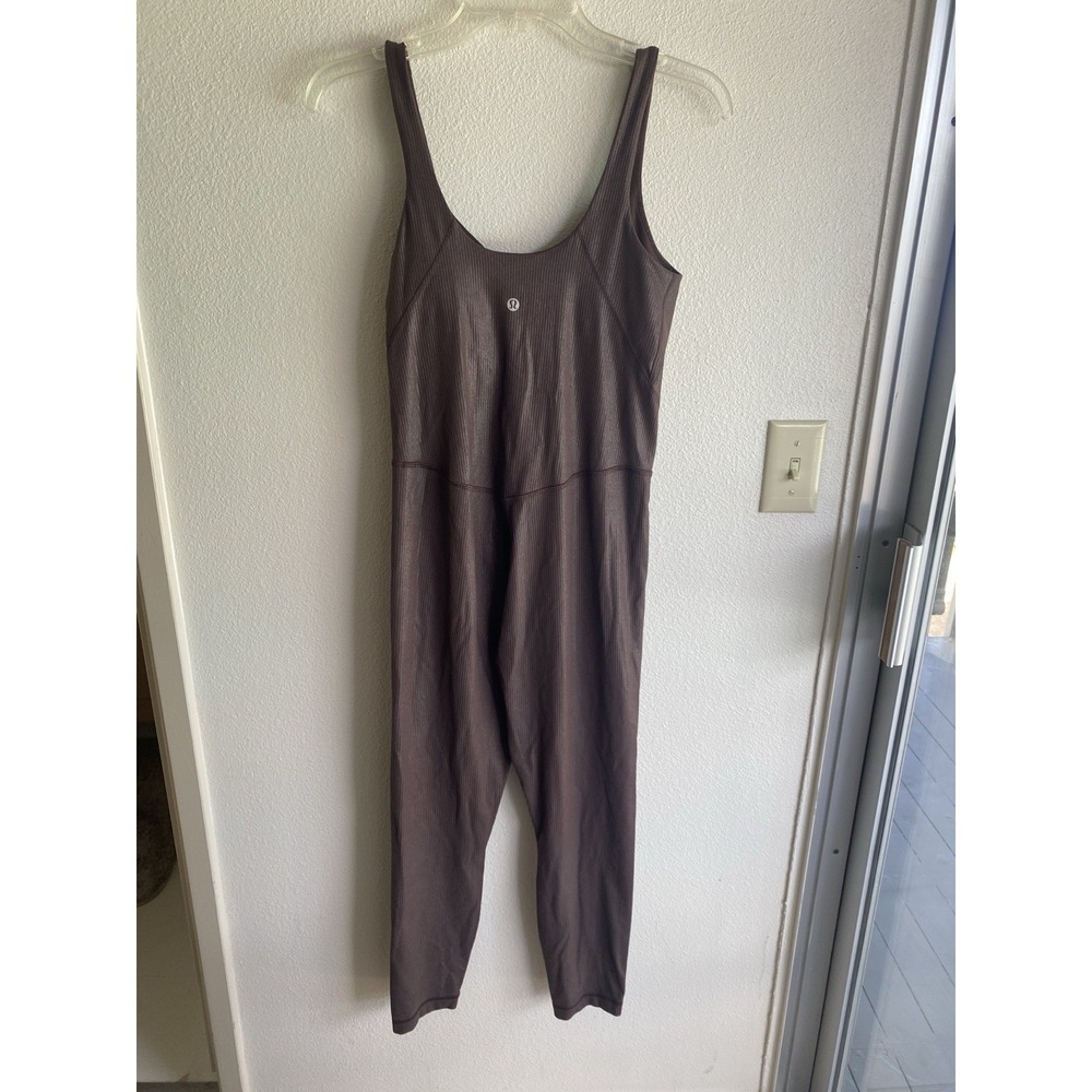 Lululemon Align Ribbed Bodysuit 25" Shine Espresso Radiate Foil Size 8 - Picture 3 of 7